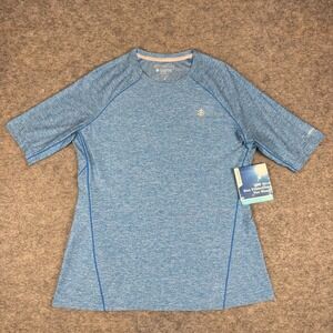 Coolibar Fitness Tee Shirt UPF 50+ Polyester Stretch Blue Womens Medium M
